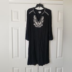 Black Tunic Dress with White Embroidery